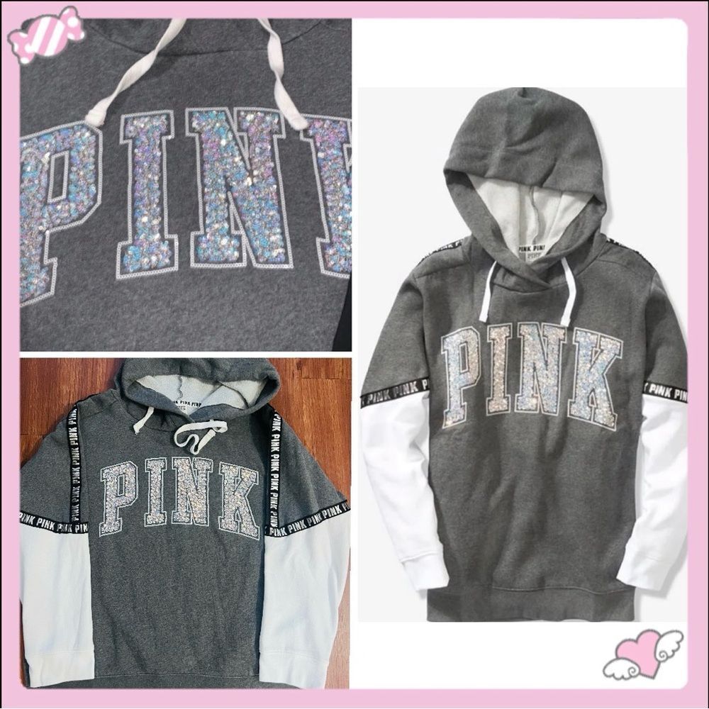 VS PINK MERMAID CRYSTAL BLING HOODIE XL